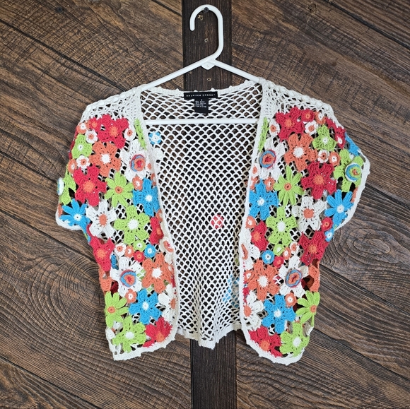 Maurice Sasson Sweaters - Maurice Sasson In Style Colorful Crochet Floral Cardigan Size Small